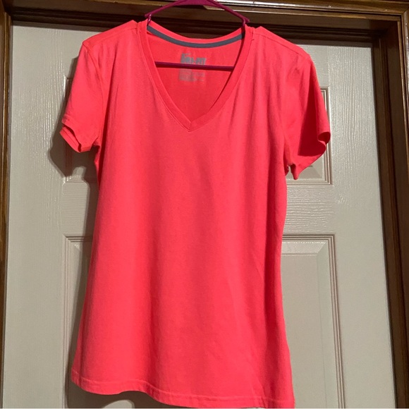 Nike Tops - ⭐️3 for $20⭐️ Nike Dri Fit V-Neck Top Size M Bright Neon Coral
